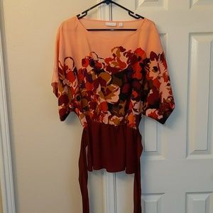 New York and Company Coral floral blouse